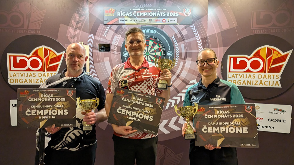 Par Rīgas čempionu šautriņu mešanā kļūst Melderis, pusfinālā veicot lielisku atspēlēšanos pret Razmu