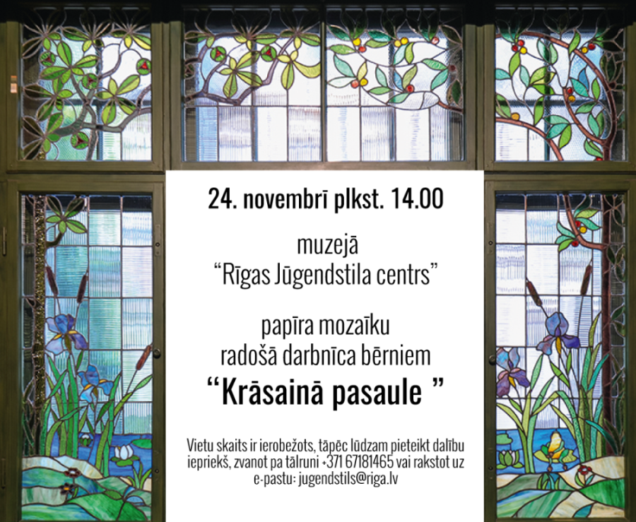Papīra mozaīku darbnīca “Krāsainā pasaule” muzejā “Rīgas Jūgendstila centrs”
