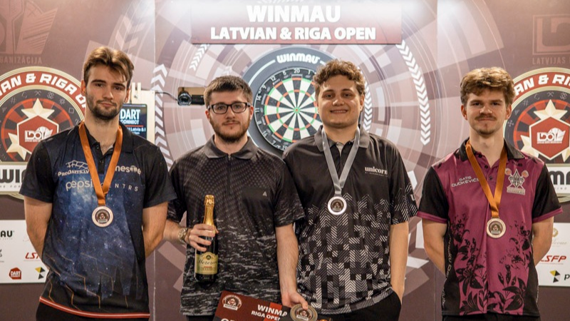 “Riga Open” šautriņu mešanā Latvijai piecas godalgas U23 un U18, Roga atkal ceturtdaļfinālā pieaugušajiem