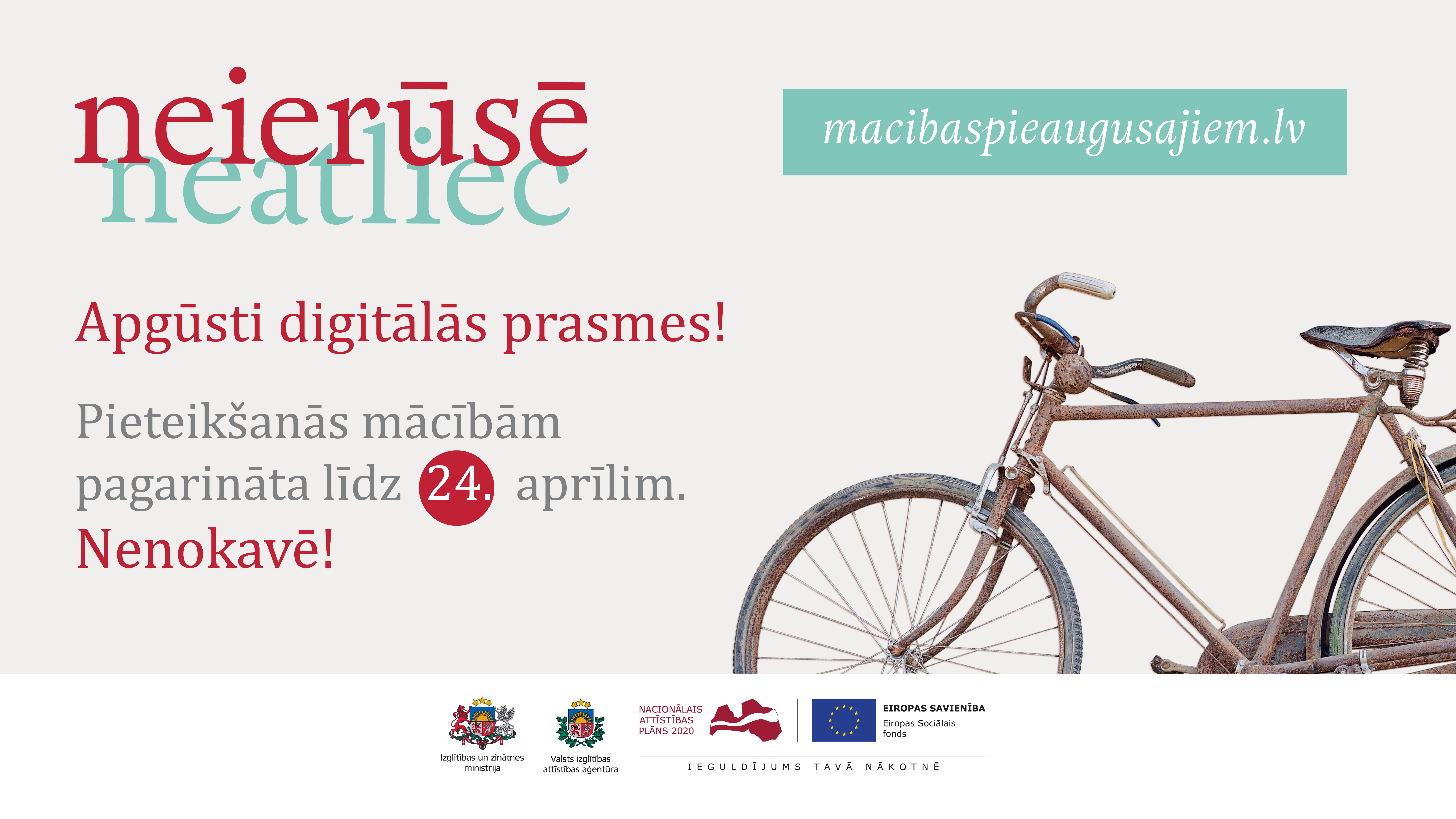 Pieteikšanās mācībām pieaugušajiem digitālo prasmju apguvei pagarināta līdz 24. aprīlim 