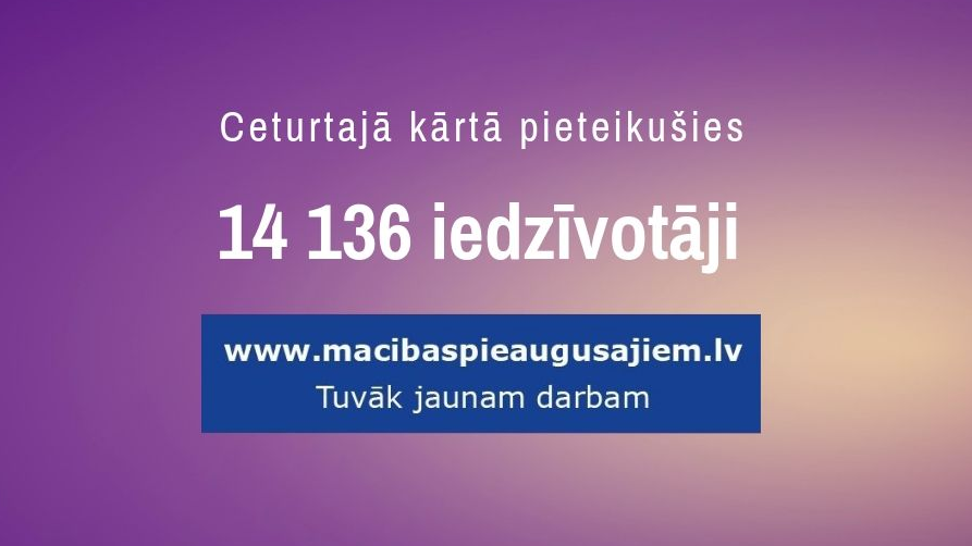 Mācībām pieaugušajiem 4.kārtā pieteikušies vairāk nekā 14 000 iedzīvotāju