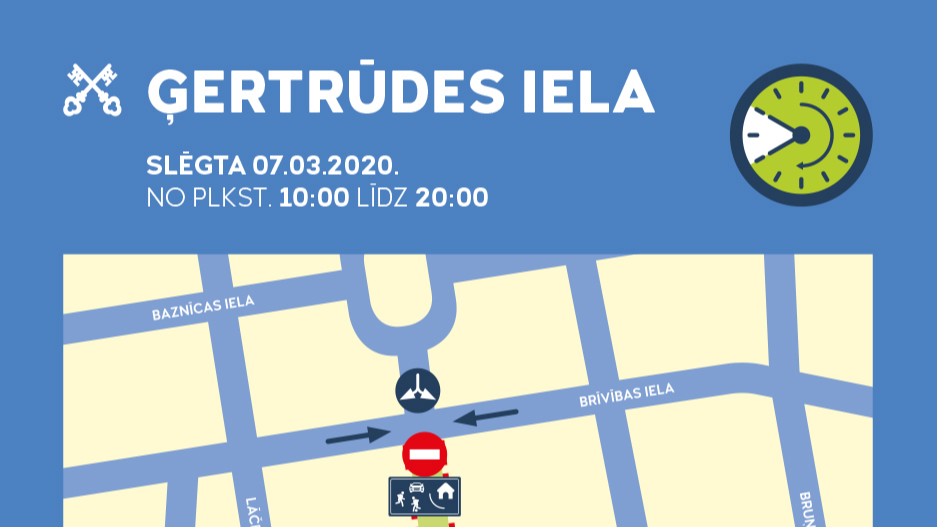 Sestdien Ģertrūdes ielas posmu atvēlēs gājējiem un velobraucējiem